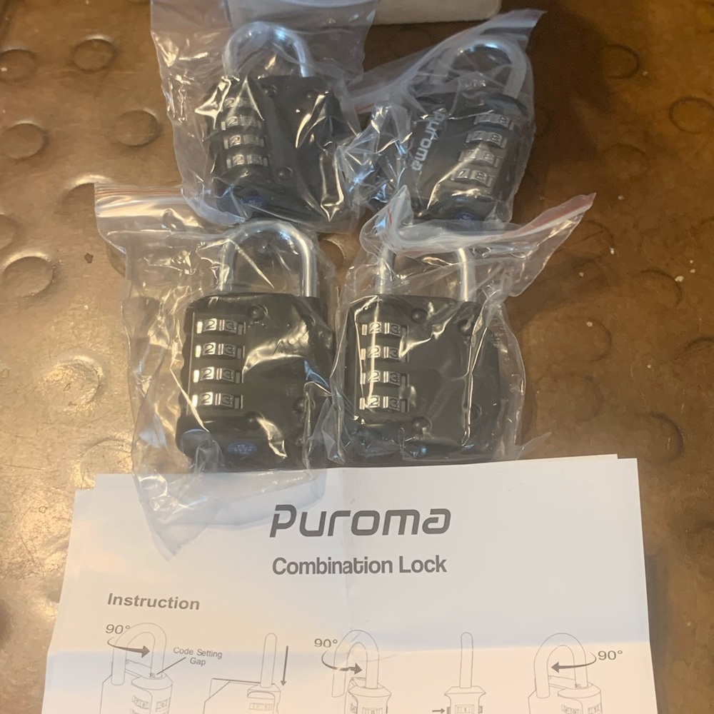 Puroma 4 Pack Combination Lock Locker Lock Outdoor Waterproof Padlock combo